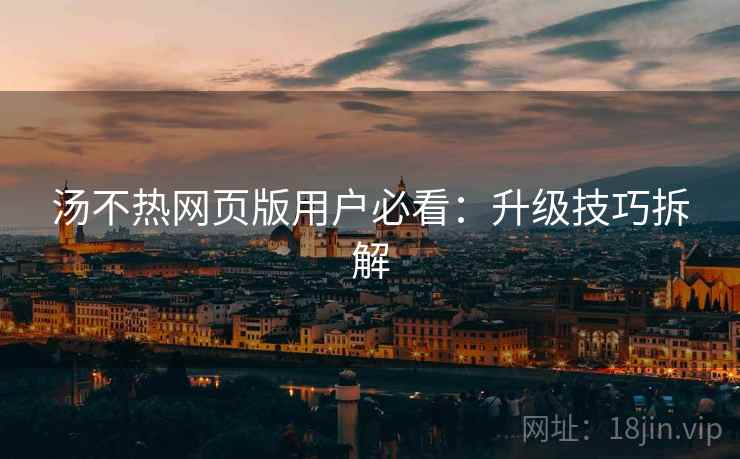 汤不热网页版用户必看：升级技巧拆解