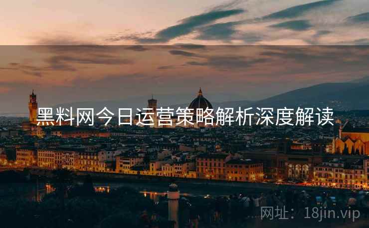 黑料网今日运营策略解析深度解读